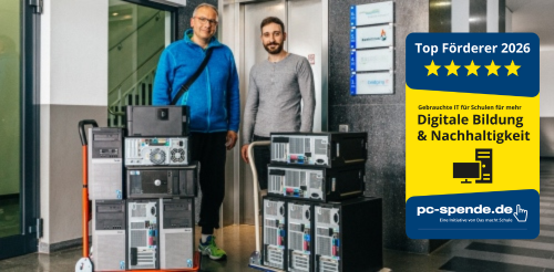 IT Foerderer Bild mit PC Spende Siegel